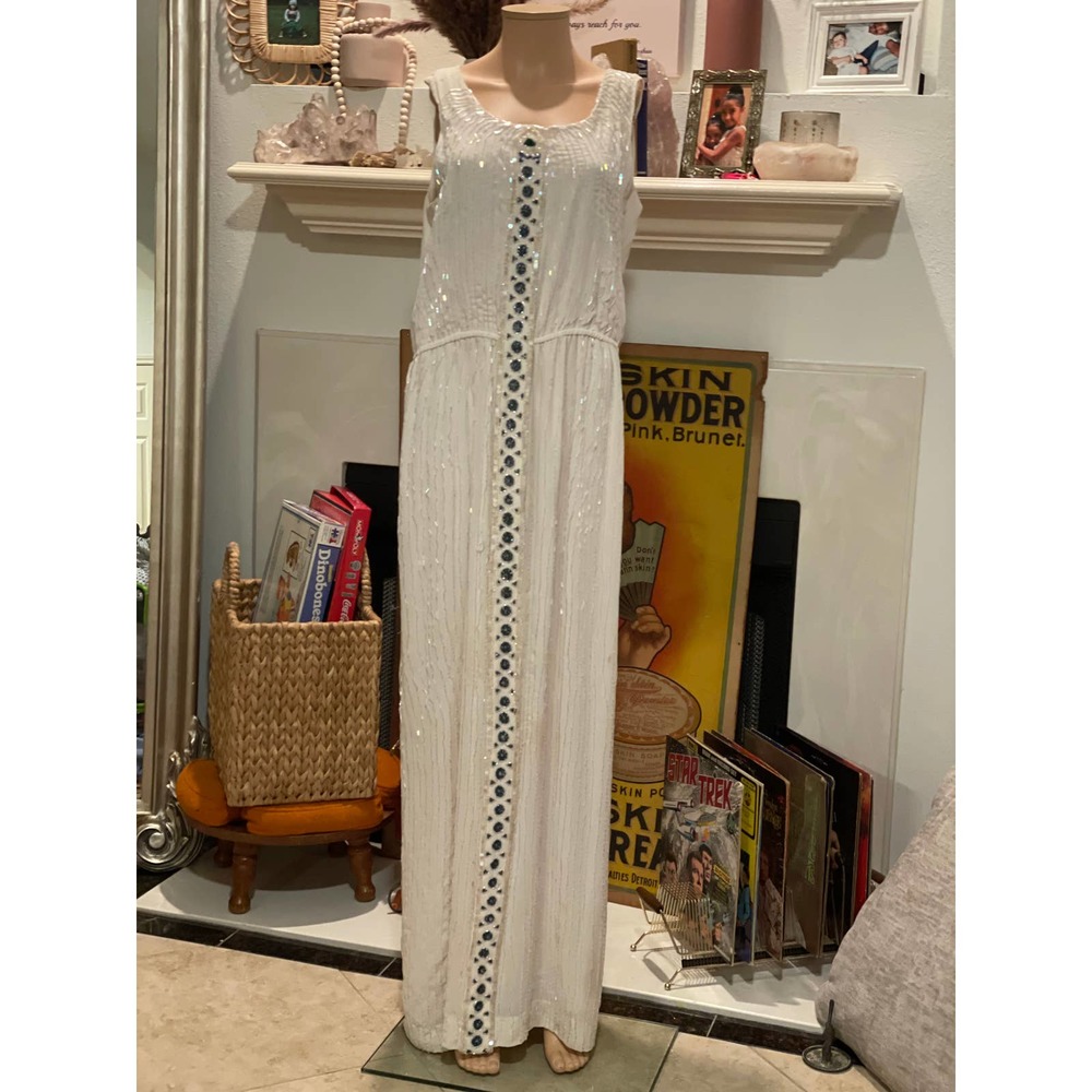 1970s Jack Bryan Beaded Dress sz 16